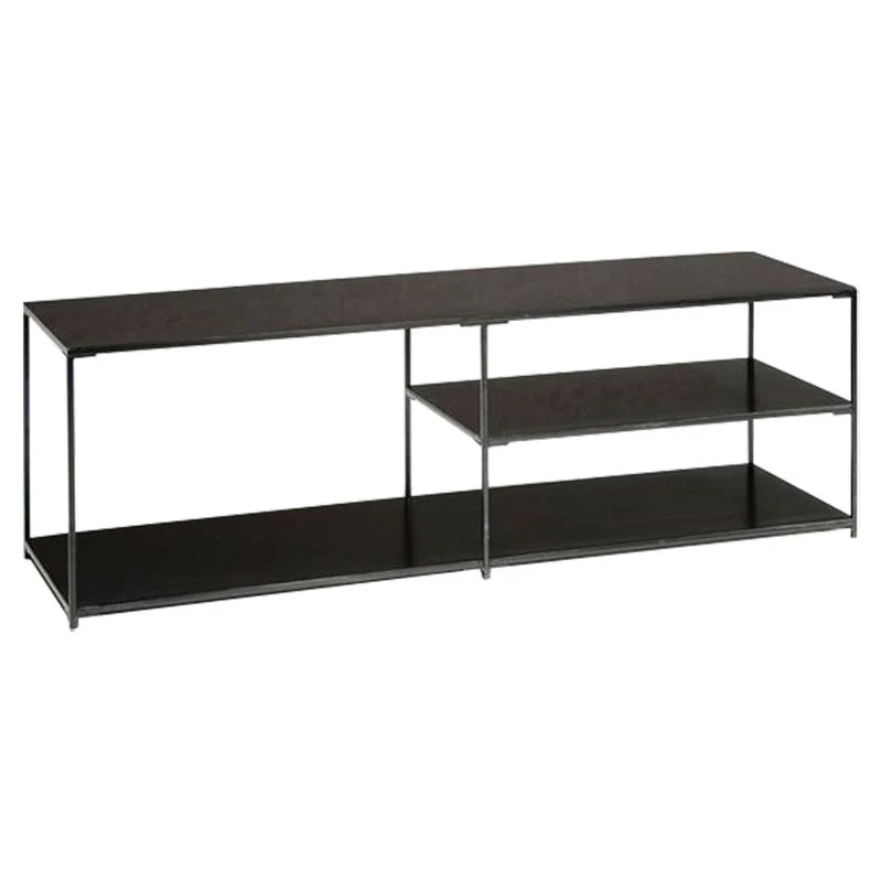 Consola de TV de estilo industrial con almacenamiento abierto y soporte para TV de 19,69"H con 3 estantes Negro Clearhalo