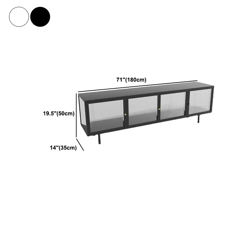 Consola de TV de estilo industrial con almacenamiento cerrado y soporte para TV de 19,69 pulgadas de alto con puertas Blan...
