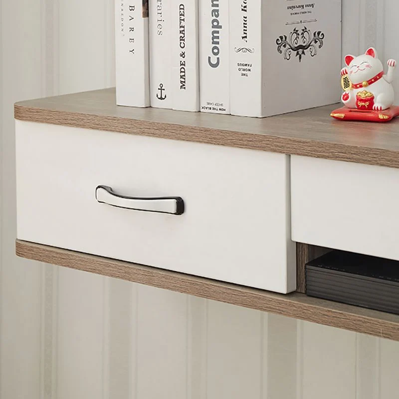 Consola flotante para TV con gestión de cables flotante y soporte para TV de madera de estilo moderno Blanco Clearhalo