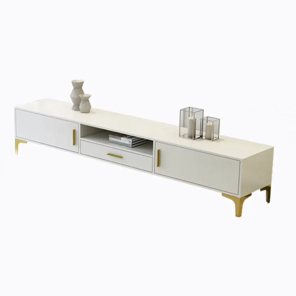 Consola de TV de madera de lujo, mueble de TV rectangular para el hogar con patas extendidas Clearhalo
