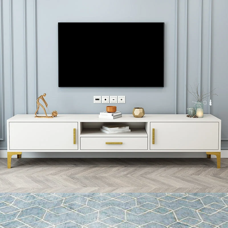 Consola de TV de madera de lujo, mueble de TV rectangular para el hogar con patas extendidas Clearhalo