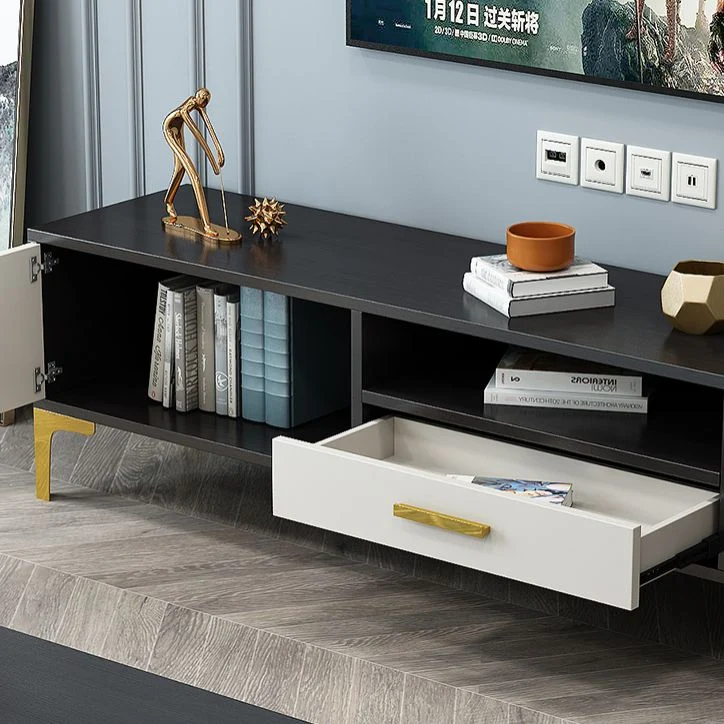 Consola de TV de madera de lujo, mueble de TV rectangular para el hogar con patas extendidas Clearhalo