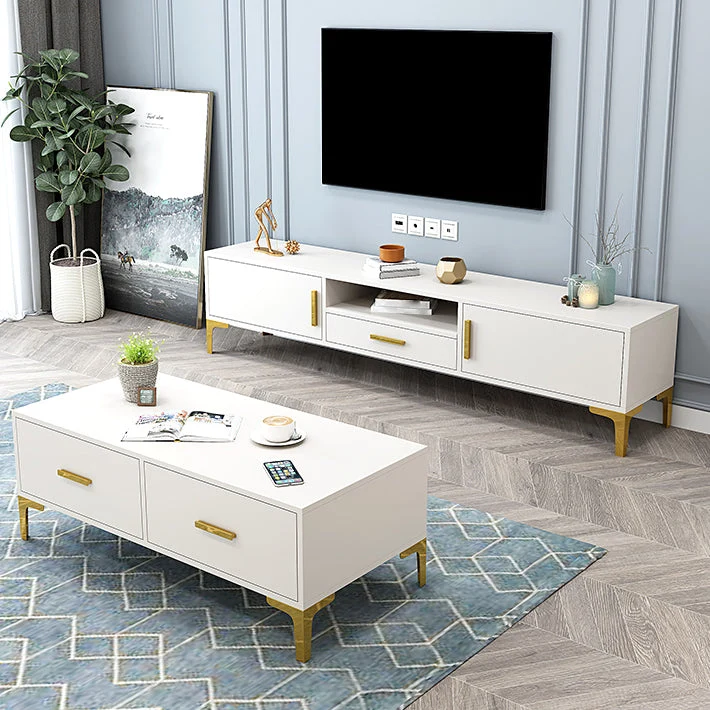 Consola de TV de madera de lujo, mueble de TV rectangular para el hogar con patas extendidas Clearhalo
