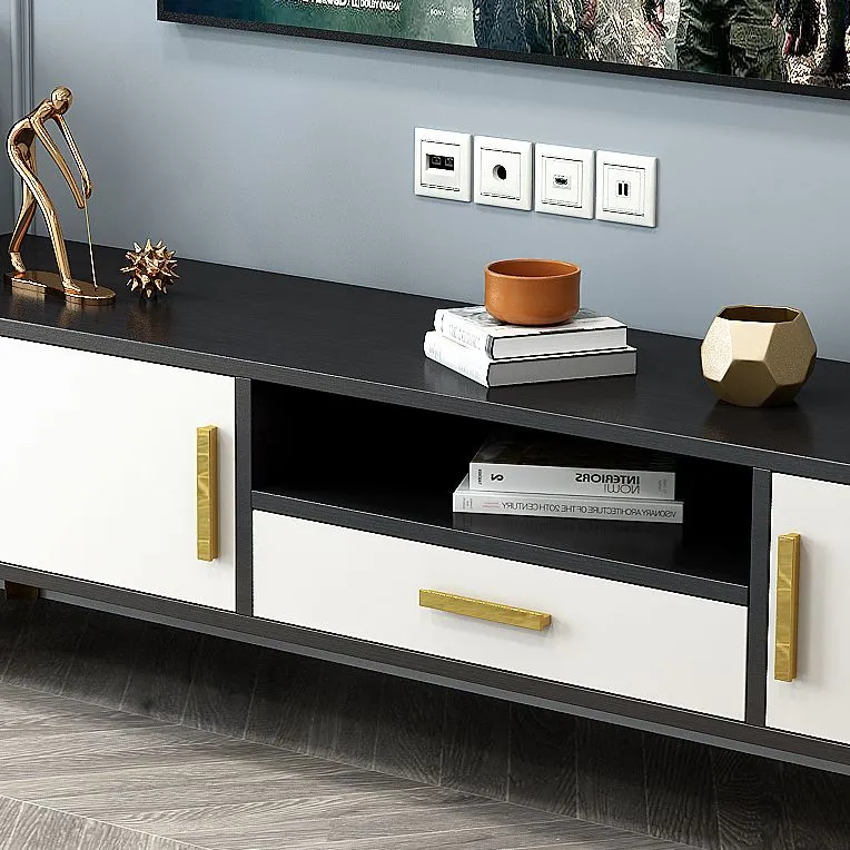 Consola de TV de madera de lujo, mueble de TV rectangular para el hogar con patas extendidas Clearhalo