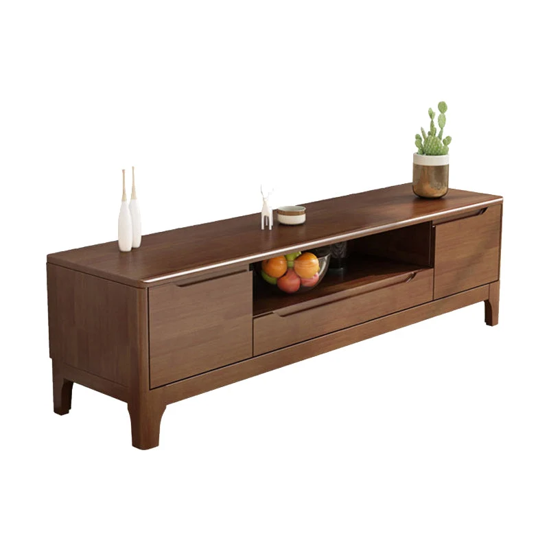 Consola de TV de madera maciza Mueble de TV casero tradicional con patas de madera extendidas Madera Clearhalo