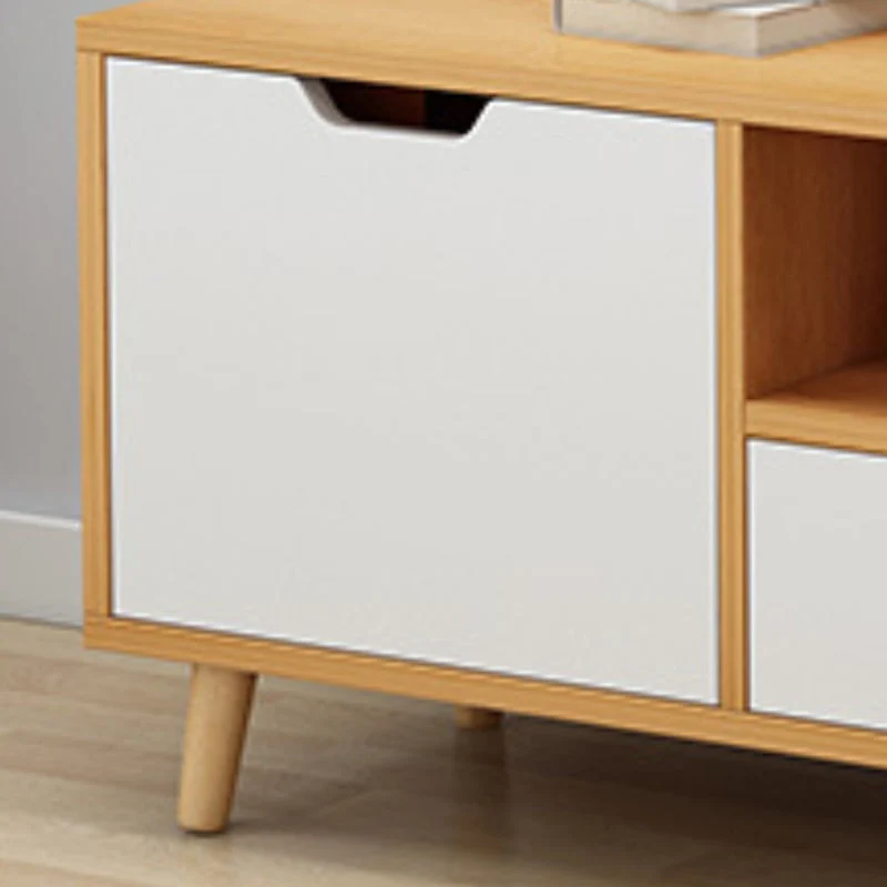 Consola de medios de TV con estanterí abierta escandinava, consola de soporte de madera para sala de estar Madera Clearhalo