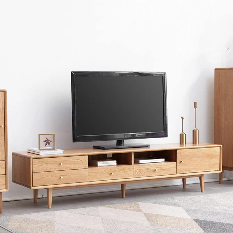 Consola moderna de soporte para TV de mediados de siglo con patas de madera para sala de estar Clearhalo