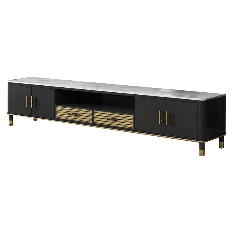 Consola multimedia de almacenamiento abierto Soporte para TV Soporte para TV de piedra con 2 cajones Gris Clearhalo