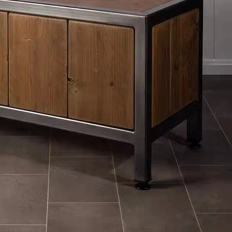 Consola multimedia industrial con tapa de madera de pino marrón para TV con almacenamiento abierto Clearhalo