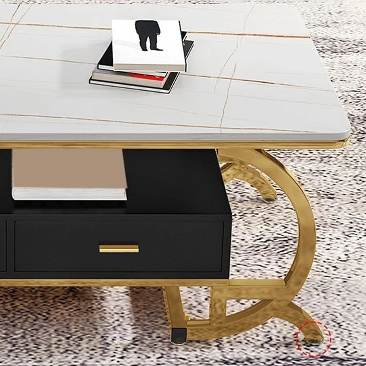 Consola multimedia para TV con tapa de pizarra Glam, consola metálica con soporte de 3 cajones Gris Clearhalo