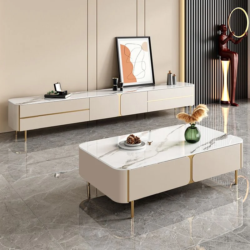 Consola multimedia para TV Glam Stone, soporte de almacenamiento cerrado, consola para sala de estar Clearhalo
