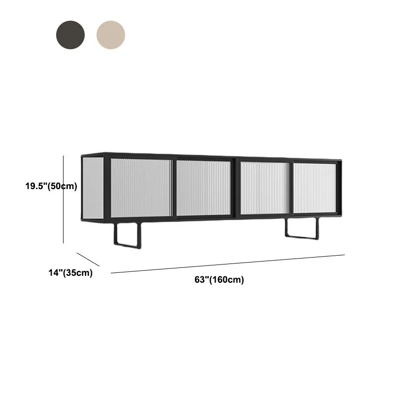 Consola multimedia para TV industrial, soporte multimedia para TV de metal y vidrio de 4 puertas Negro Clearhalo