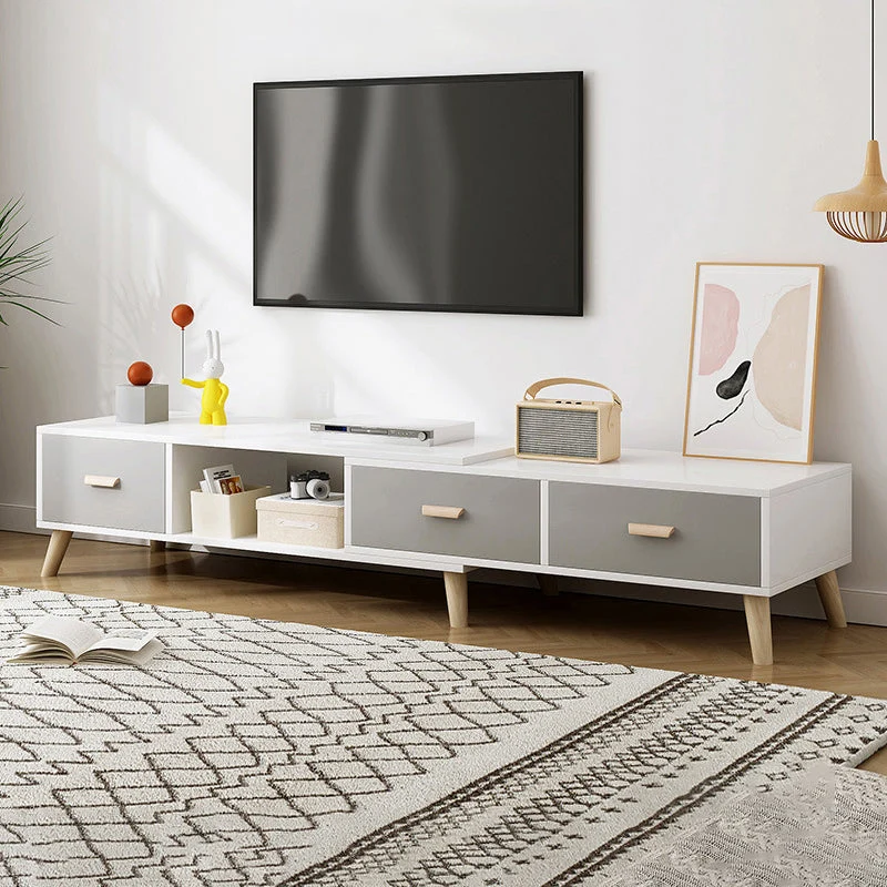 Consola multimedia para TV de madera de ingenierí con cajones Soporte para TV escandinavo Madera Clearhalo