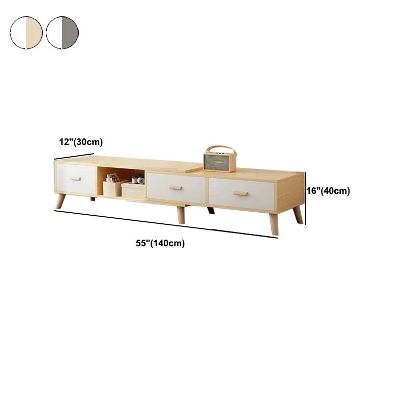 Consola multimedia para TV de madera de ingenierí con cajones Soporte para TV escandinavo Madera Clearhalo