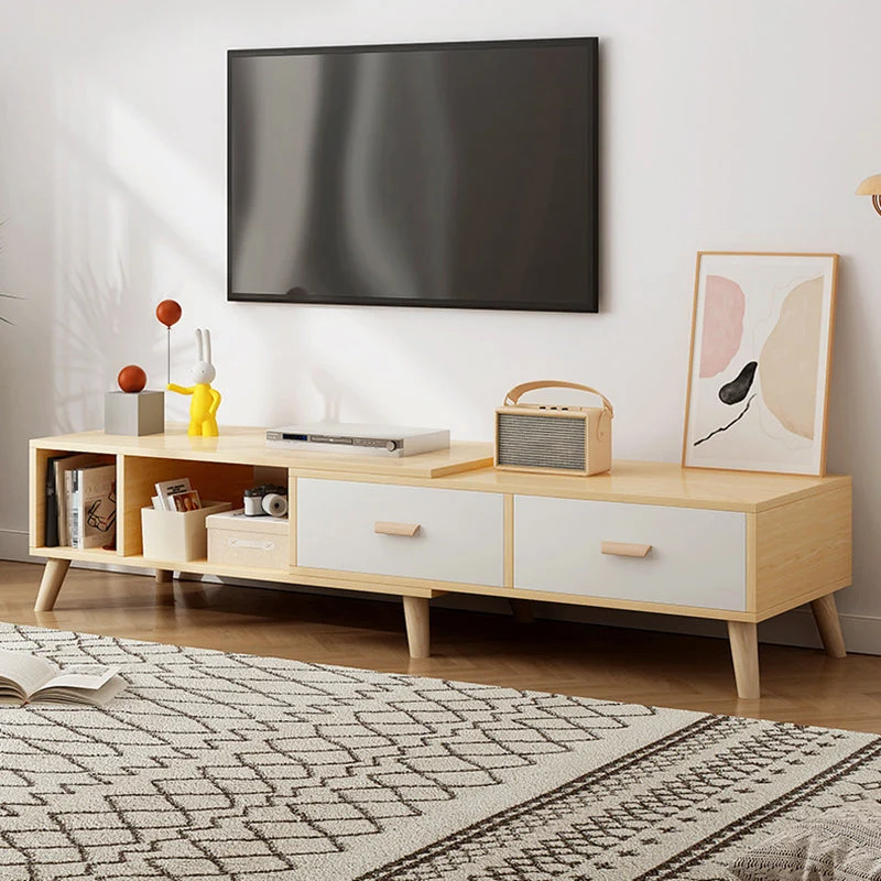 Consola multimedia para TV de madera de ingenierí con cajones Soporte para TV escandinavo Madera Clearhalo