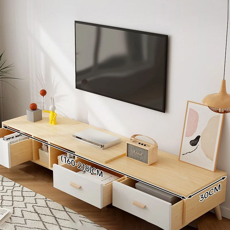Consola multimedia para TV de madera de ingenierí con cajones Soporte para TV escandinavo Madera Clearhalo