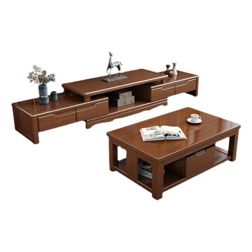 Consola multimedia para TV de madera de ingenierí Soporte multimedia para TV tradicional con cajones Madera Clearhalo