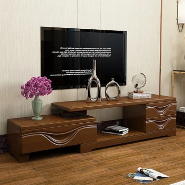 Consola multimedia para TV de madera de ingenierí Soporte multimedia para TV tradicional con cajones Madera Clearhalo