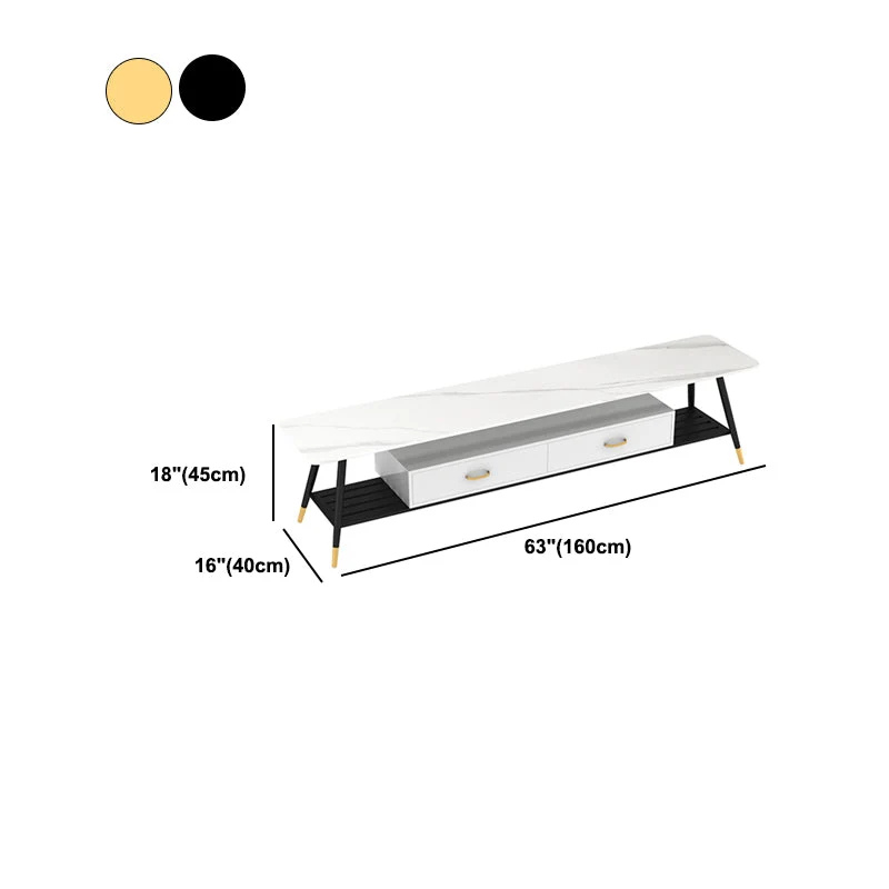 Consola multimedia para TV de piedra y metal, consola moderna con soporte para TV y cajones Blanco Clearhalo
