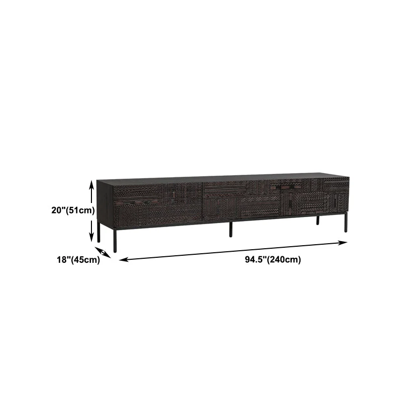 Consola multimedia tradicional de madera de teca, soporte multimedia para TV marrón con cajones Clearhalo