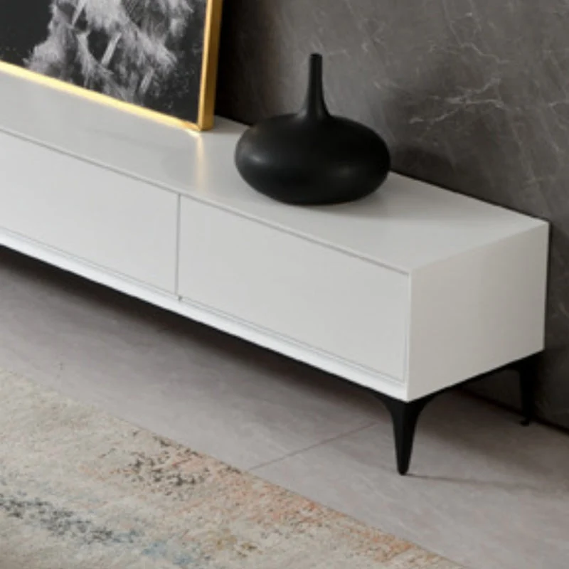 Consola para TV de 16,5" H, soporte para TV de madera de ingenierí con 3/4 cajones en blanco Clearhalo