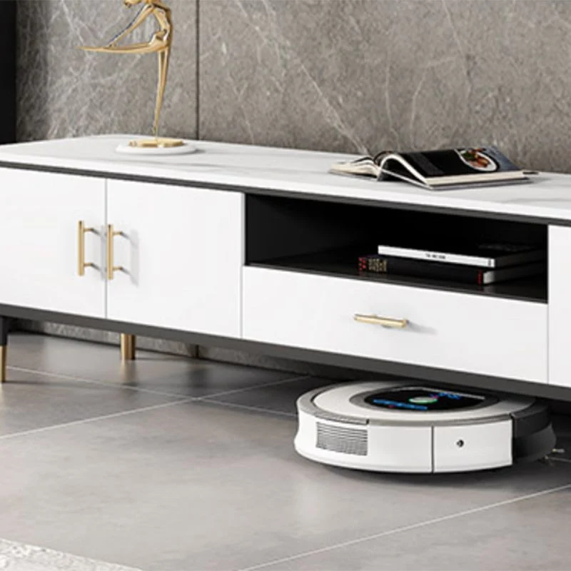 Consola para TV estilo Glam con almacenamiento abierto y 4 puertas Clearhalo