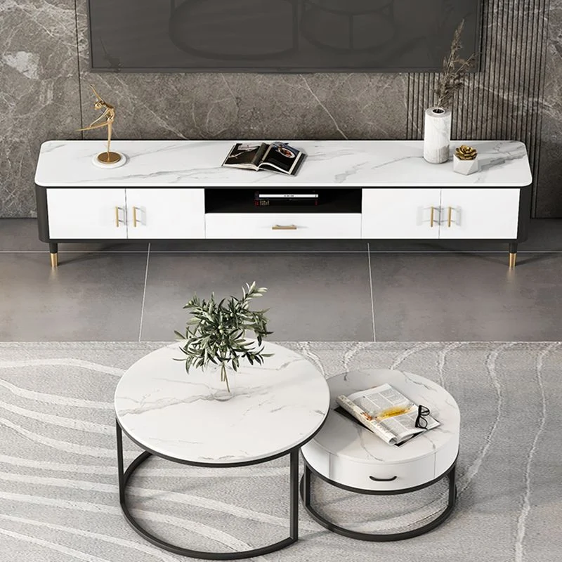 Consola para TV estilo Glam con almacenamiento abierto y 4 puertas Clearhalo