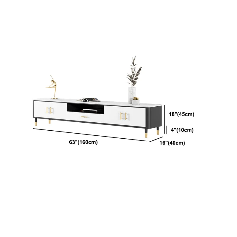 Consola para TV estilo Glam con almacenamiento abierto y 4 puertas Clearhalo