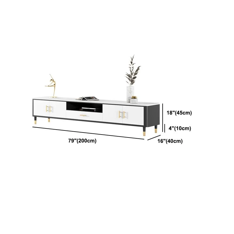 Consola para TV estilo Glam con almacenamiento abierto y 4 puertas Clearhalo