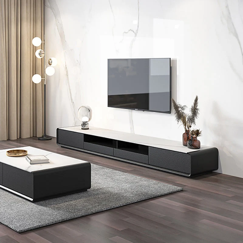 Consola de TV de piedra sinterizada, mueble de TV doméstico moderno con cajones deslizantes Clearhalo