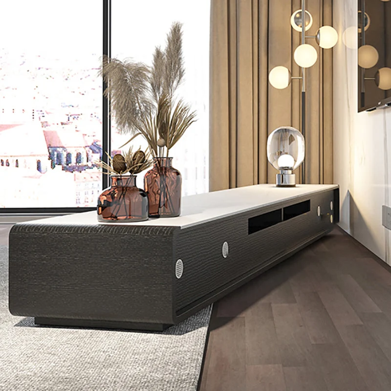 Consola de TV de piedra sinterizada, mueble de TV doméstico moderno con cajones deslizantes Clearhalo