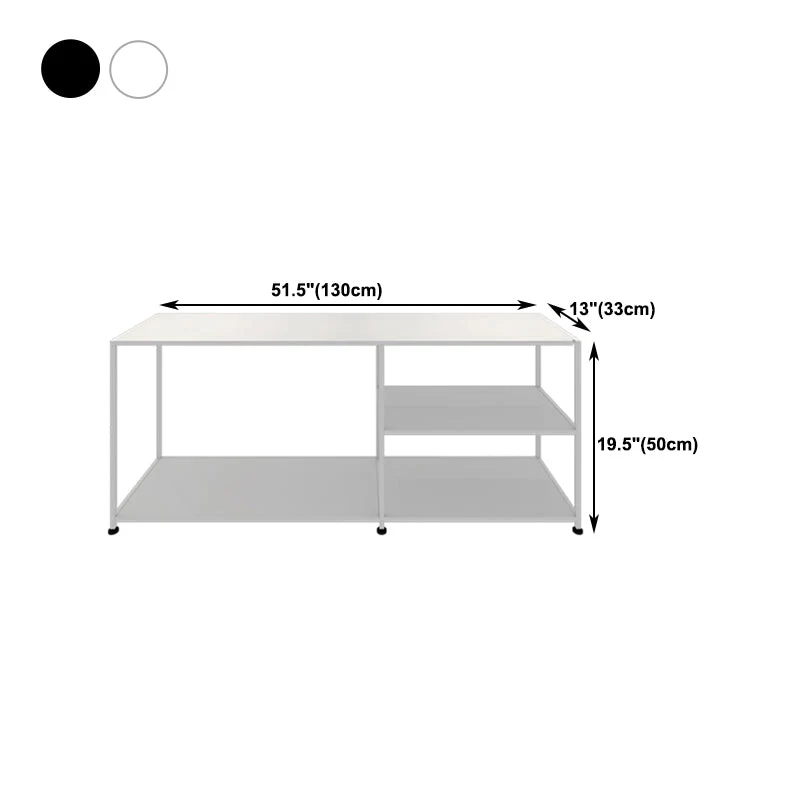 Consola de soporte de TV de almacenamiento abierto de soporte de TV de metal industrial con estanterí abierta Negro Clearhalo