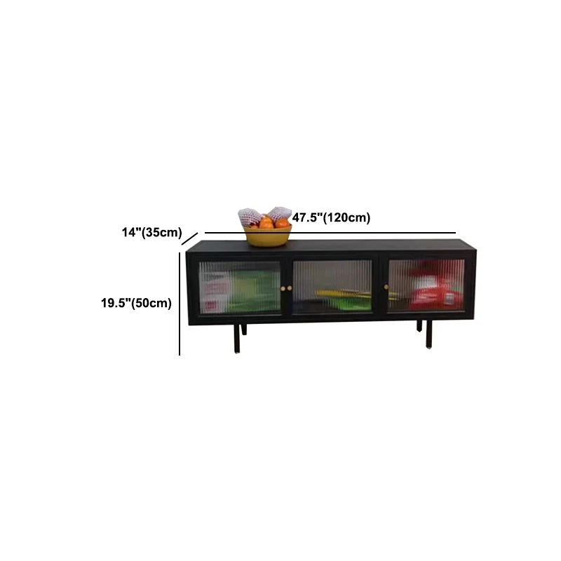Consola de soporte para TV con almacenamiento cerrado Consola multimedia para TV industrial Negro Clearhalo