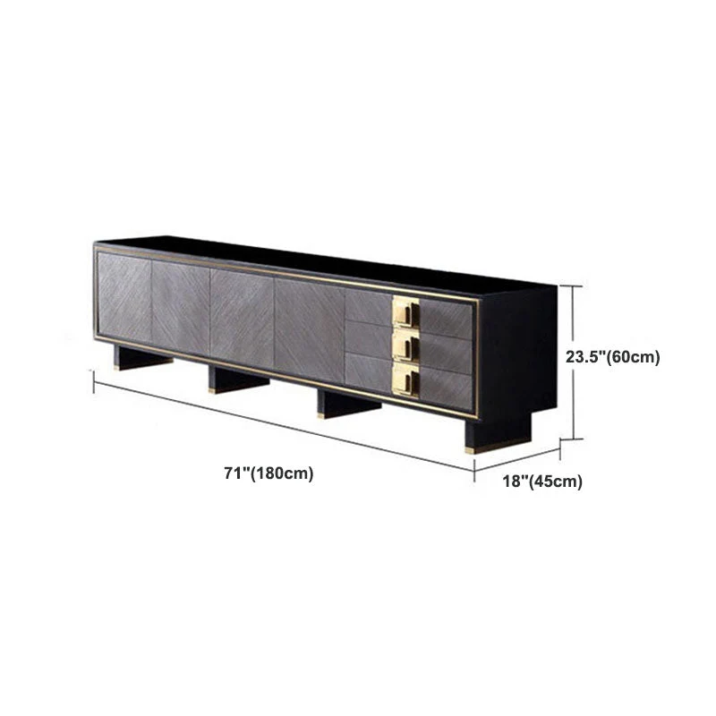 Consola de soporte para TV Glam con tapa de vidrio de 23,6 pulgadas y 3 cajones Clearhalo