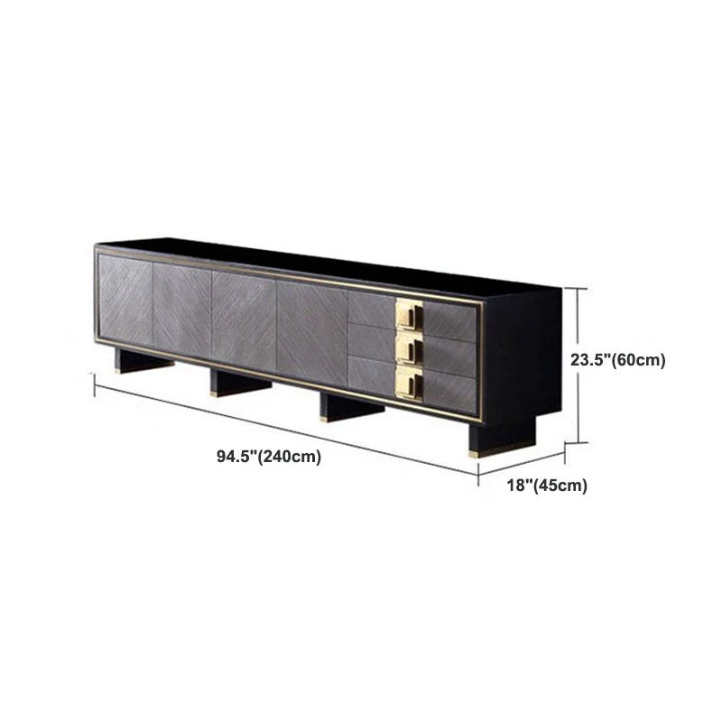 Consola de soporte para TV Glam con tapa de vidrio de 23,6 pulgadas y 3 cajones Clearhalo