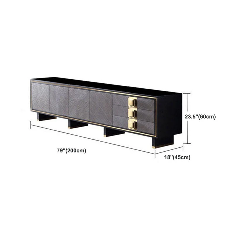 Consola de soporte para TV Glam con tapa de vidrio de 23,6 pulgadas y 3 cajones Clearhalo