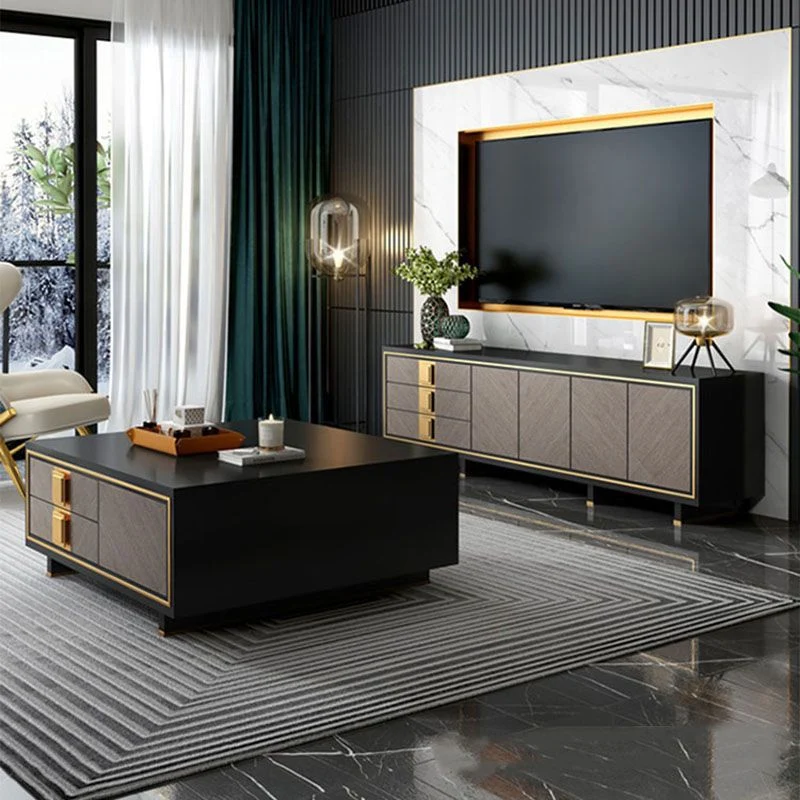 Consola de soporte para TV Glam con tapa de vidrio de 23,6 pulgadas y 3 cajones Clearhalo