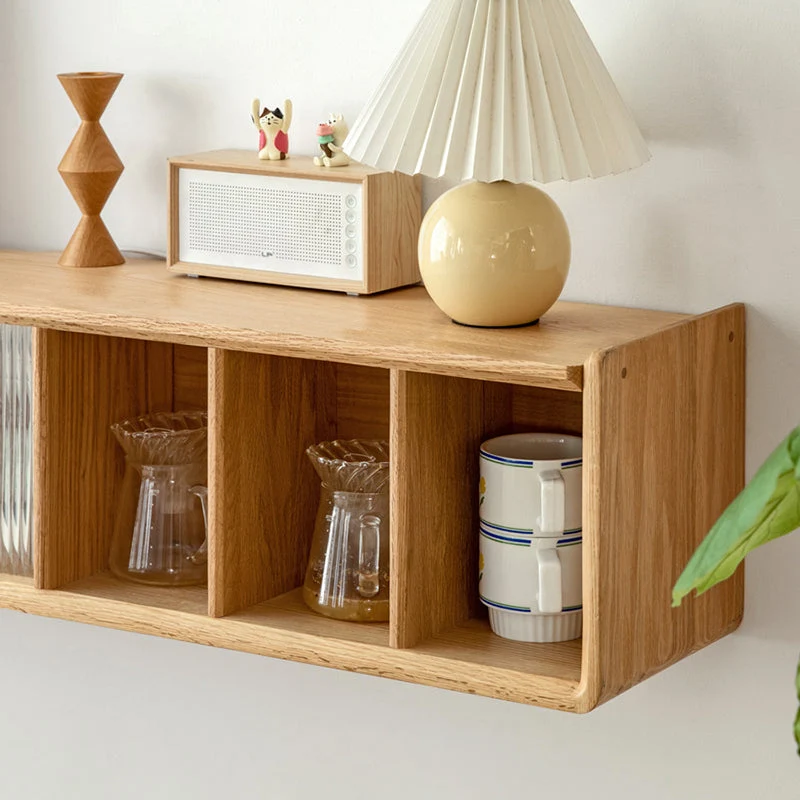 Consola de soporte de TV para montaje en pared Glam con estante de madera maciza para sala de estar Madera Clearhalo