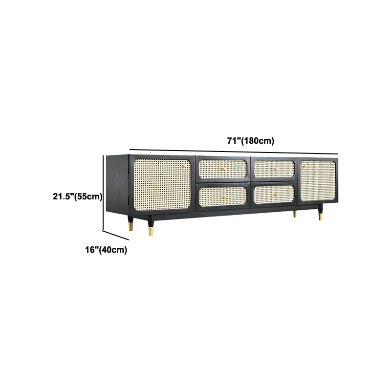 Consola de soporte para TV negra tradicional, almacenamiento cerrado, consola multimedia para TV Negro Clearhalo