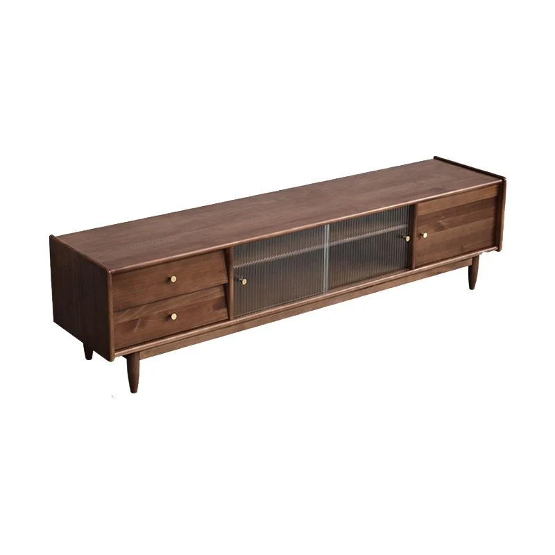 Consola tradicional para TV con cajones Soporte multimedia para TV de madera de caucho Gris Clearhalo