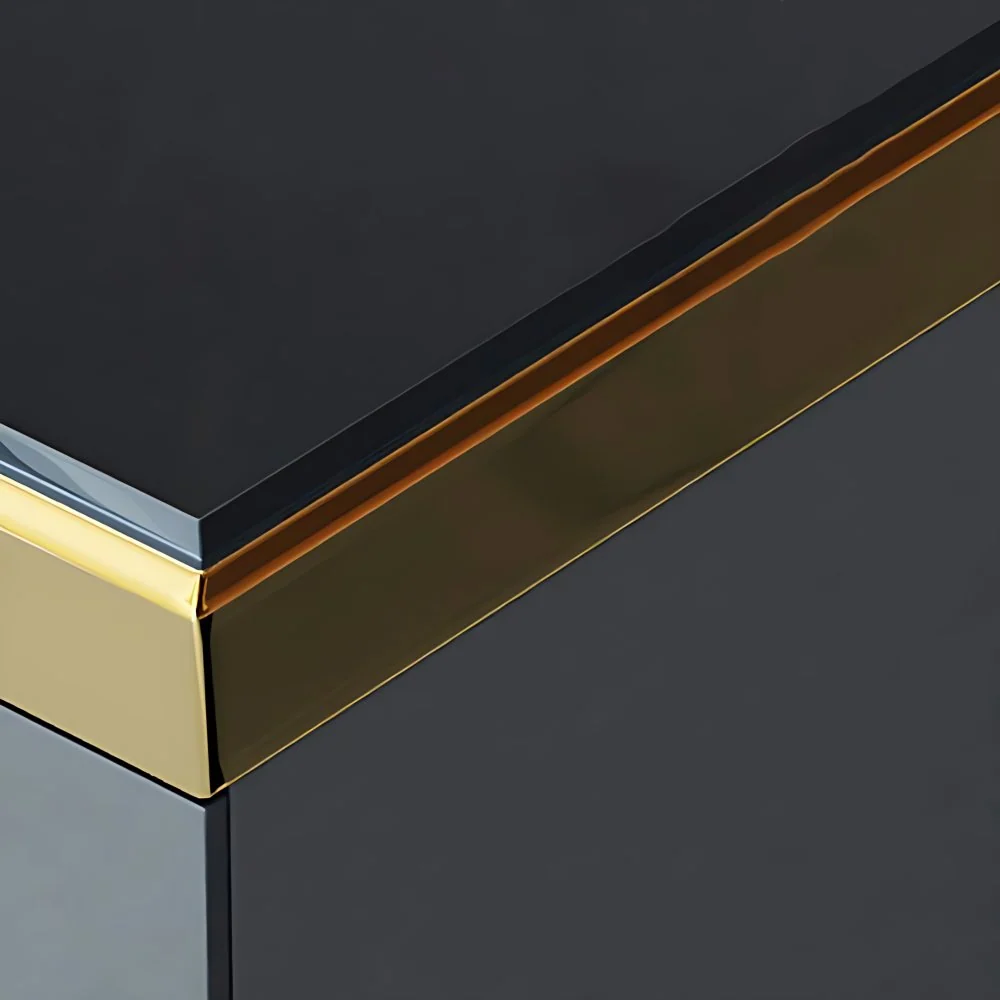 Consola de TV de vidrio y madera de ingenierí Glam TV Media Stand con cajones Clearhalo