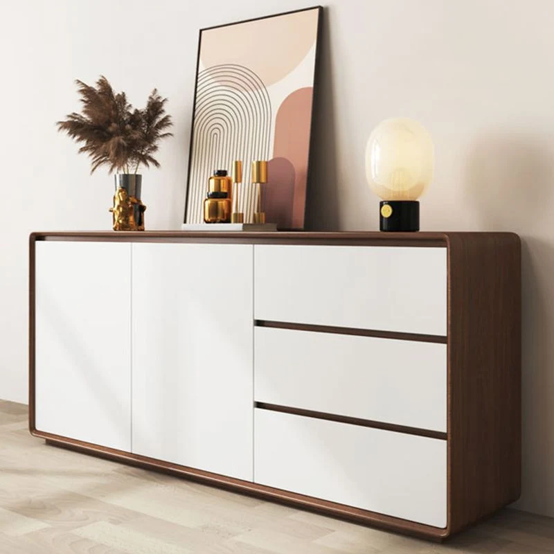 Credenza buffet de comedor de madera estilo moderno con gabinetes y cajones Nogalnegro Clearhalo