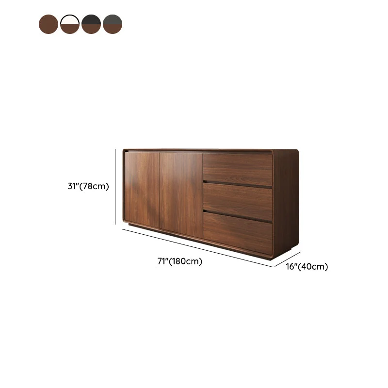 Credenza buffet de comedor de madera estilo moderno con gabinetes y cajones Nogalnegro Clearhalo
