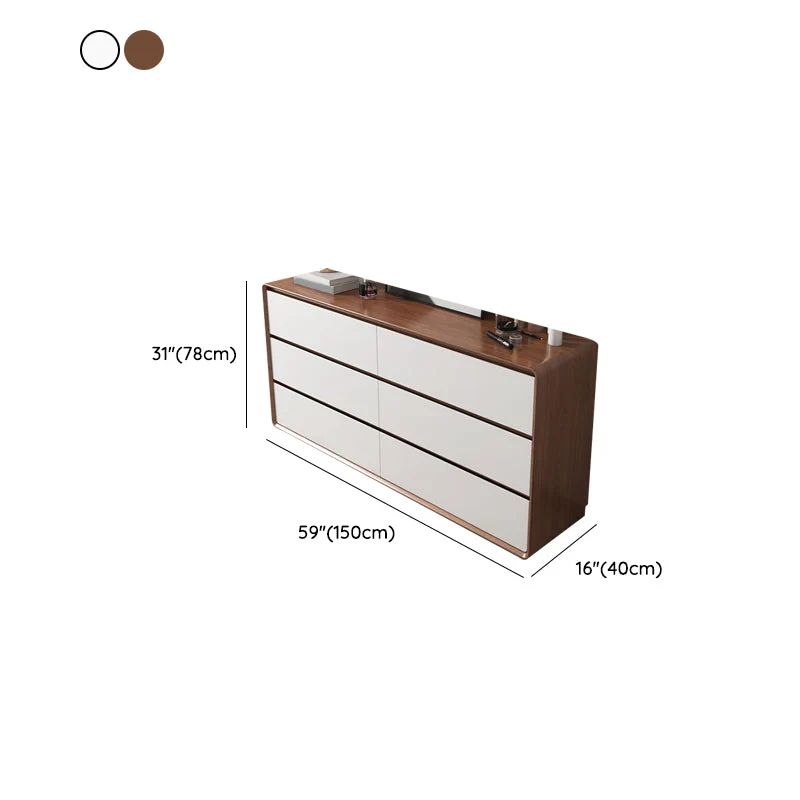 Credenza buffet de comedor de madera estilo moderno con gabinetes y cajones Nogalnegro Clearhalo