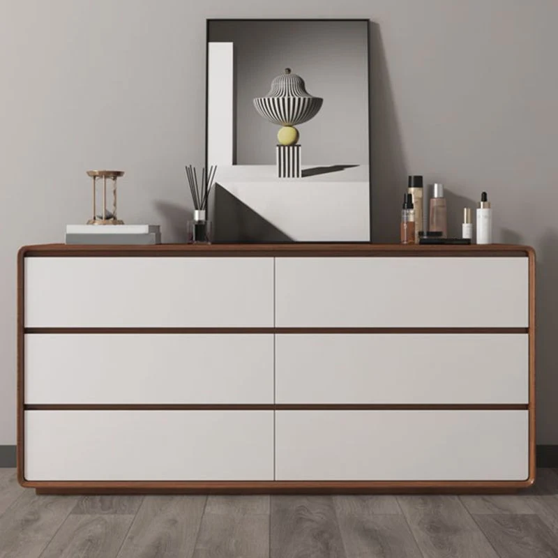 Credenza buffet de comedor de madera estilo moderno con gabinetes y cajones Nogalnegro Clearhalo