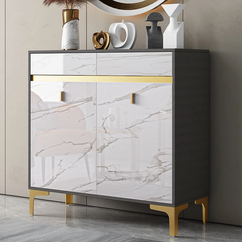 Credenza buffet de madera Glam Style Credenza con gabinetes y cajones Blanco Clearhalo