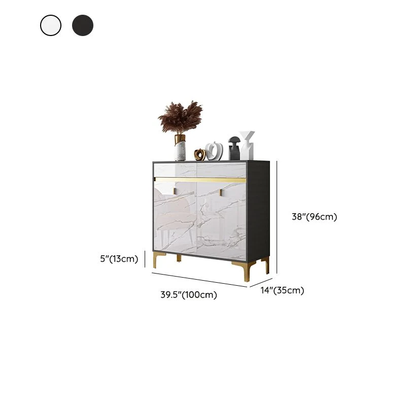Credenza buffet de madera Glam Style Credenza con gabinetes y cajones Blanco Clearhalo