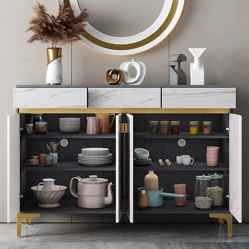 Credenza buffet de madera Glam Style Credenza con gabinetes y cajones Blanco Clearhalo