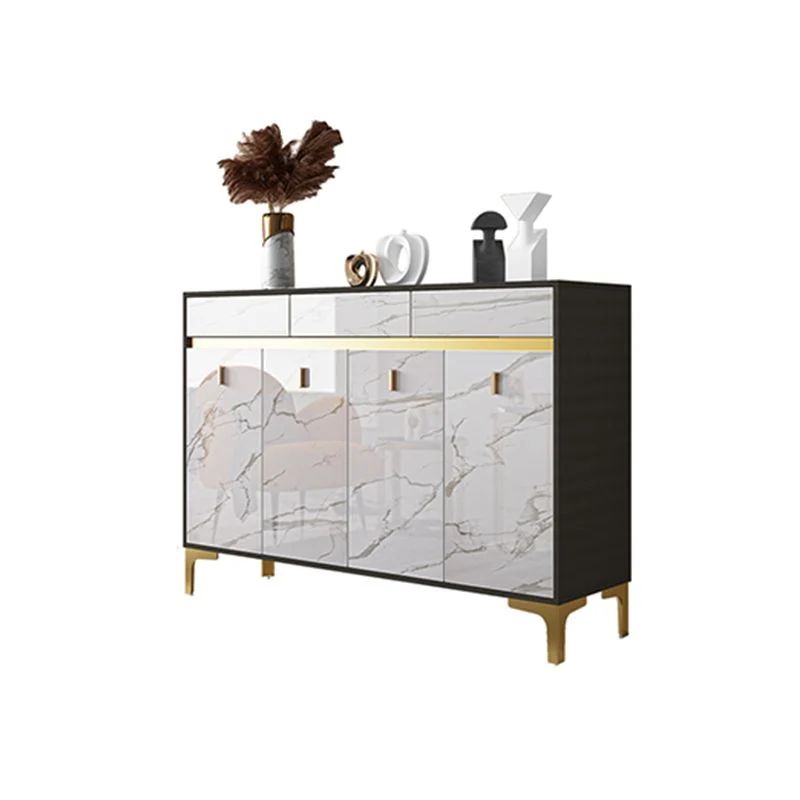 Credenza buffet de madera Glam Style Credenza con gabinetes y cajones Blanco Clearhalo
