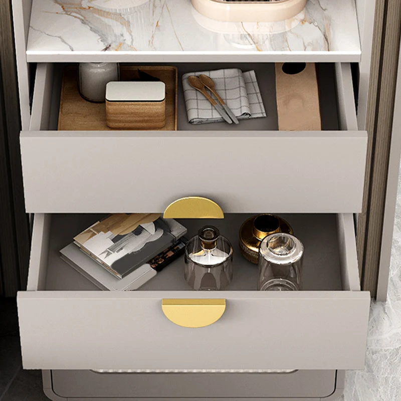 Credenza de 2 cajones para comedor de piedra sinterizada con puerta de vidrio Champan Clearhalo